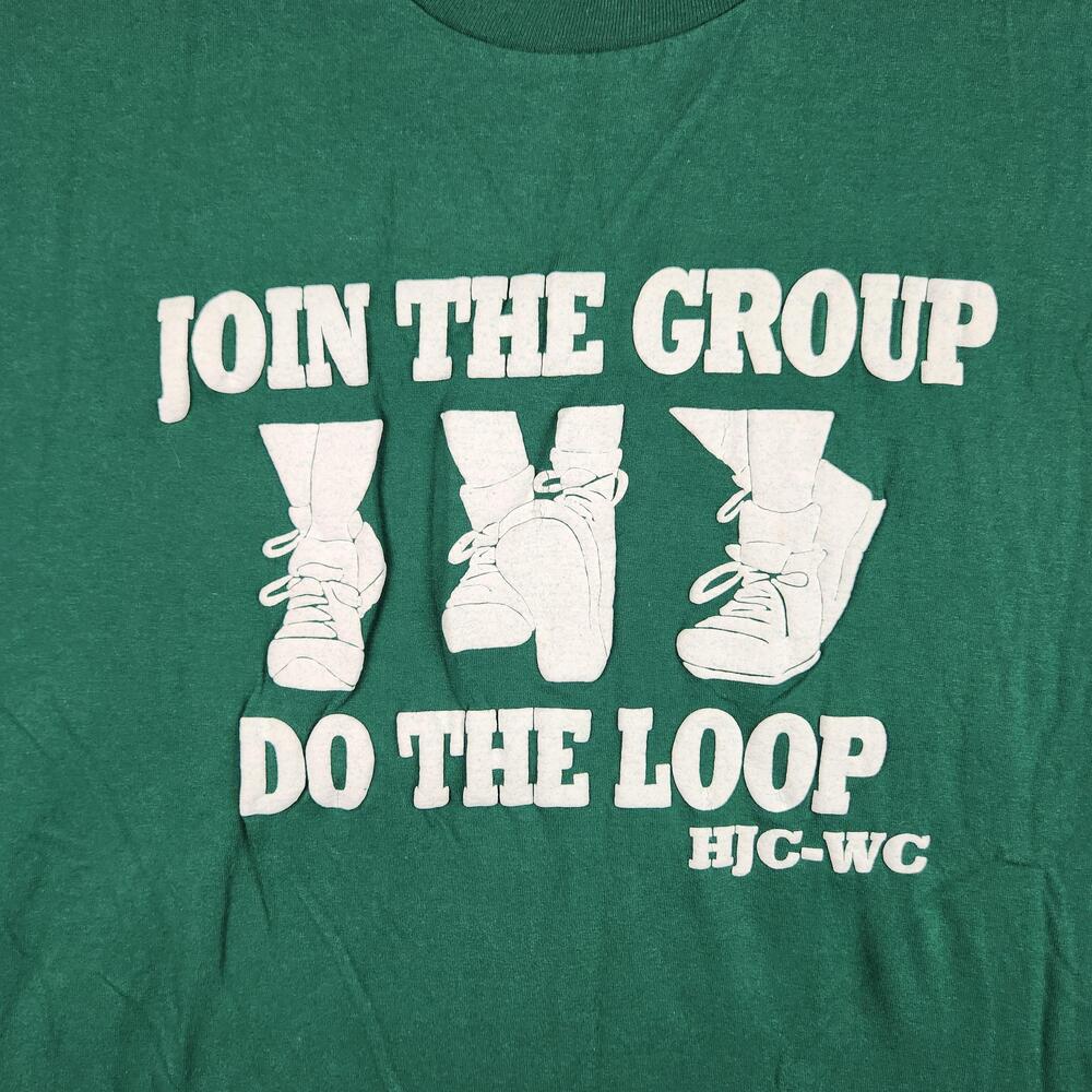 Vintage Walking Shirt Mens 2XL Green Join The Group Do The Loop Walking 90s Logo